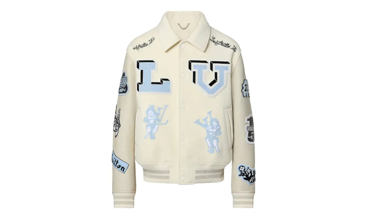 LV Multi‑Patches Mixed Leather Varsity Blouson