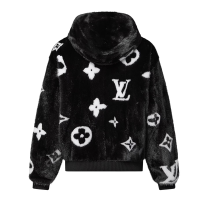 felpa con cappuccio in pelliccia sintetica LV (hoodie)