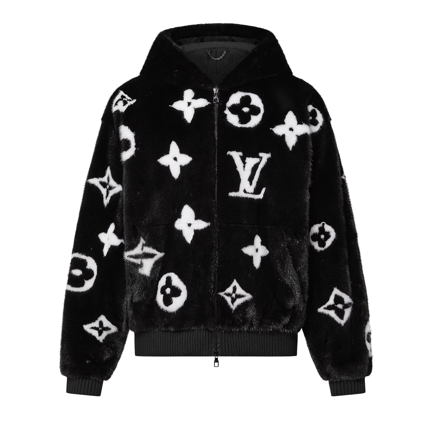 felpa con cappuccio in pelliccia sintetica LV (hoodie)